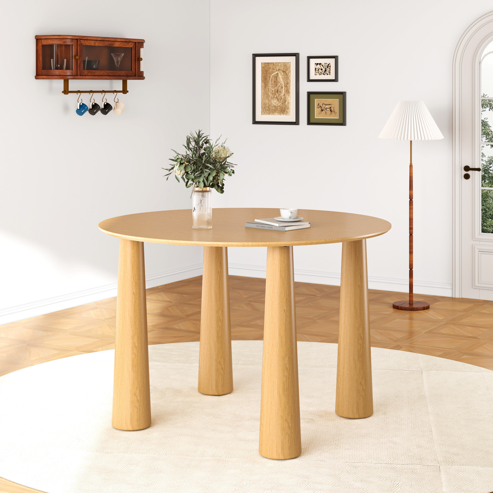 Latitude Run® 30"H Round Wood Dining Table Kitchen Table with 4 Legs | Wayfair
